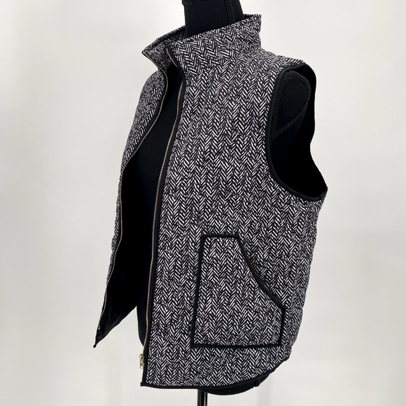 Shop Wanna B Ladies Black/White Quilted Vest Zip Up Collar Pockets - Small - Picture 4 of 12